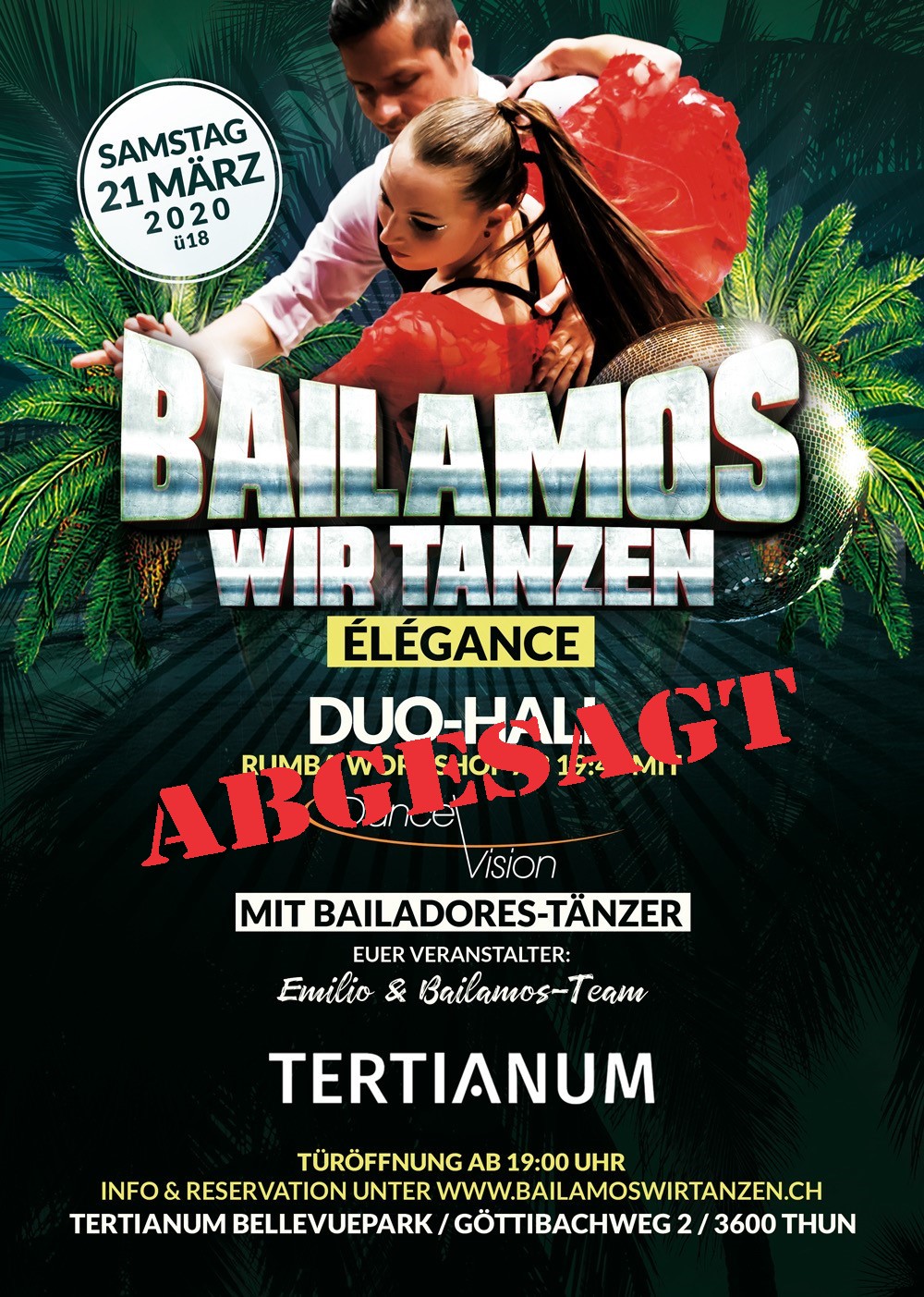 Bailamos Front Web abgesagt